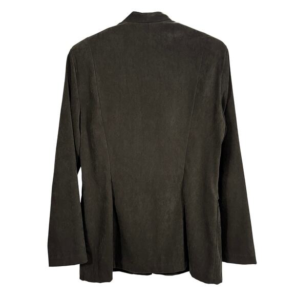 Dressbarn Women's Size 10 Green Faux Suede Embroidered Blazer Jacket Vintage - Picture 10 of 11